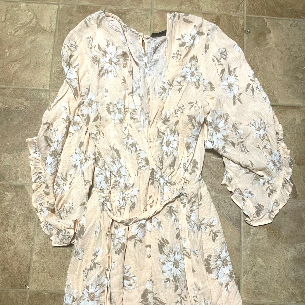 Floral Bell Sleeve Ruffle Dress